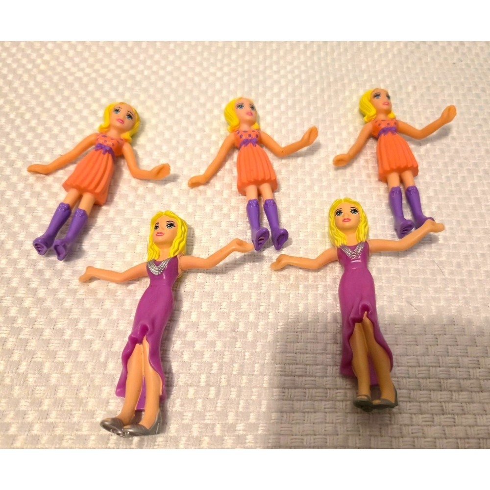 Vintage 2000s Mattel Polly Pocket Style Articulated Dolls Collectible Lot 5pc